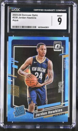 Graded 2023 Optic Jordan Hawkins #238 Aqua 179 /249 CGC 9