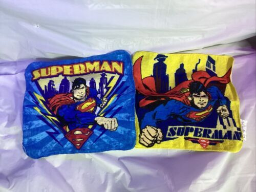 2 Unused, Expanded Superman 11" X 11" Magic Wash Cloth WB Warner Bros. DC Comics