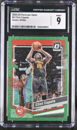 Graded 2023 Optic Clint Capela #5 Green Glitter 16 /77 CGC 9