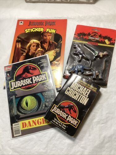 Jurassic Park Movie Merch circa Early 90’s Including Topps Comic Book #1 - 9.4