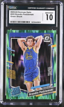 2023 Optic Brandin Podziemski #203 Green Shock CGC 10