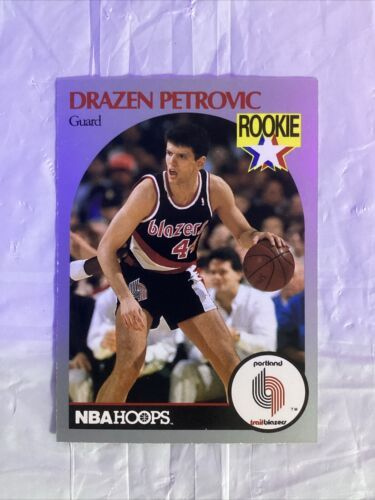 High Grade 1990-91 NBA Hoops - #248 Drazen Petrovic Rookie (RC) Trailblazers