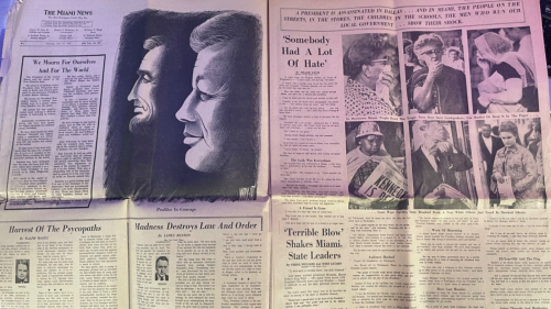 The Miami News - Vintage Newspaper - November 23, 1963 - JFK (Kennedy) Portrait