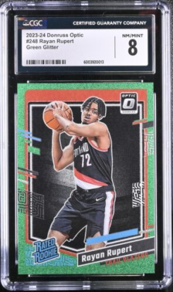 2023-24 Optic Rayan Rupert #248 Green Glitter 55 /77 CGC 8